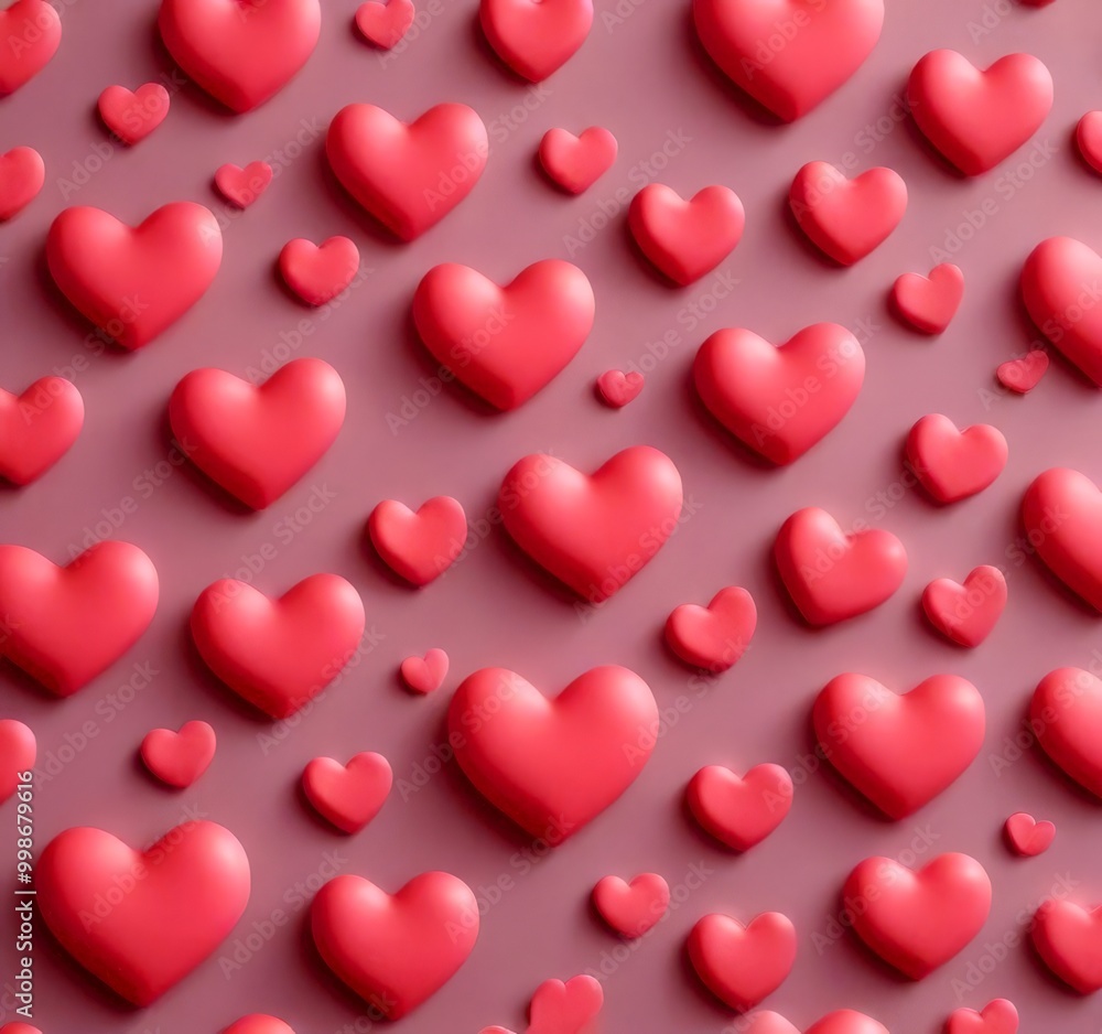 Poster a repeating pattern of pink heart-shaped objects on a pink background