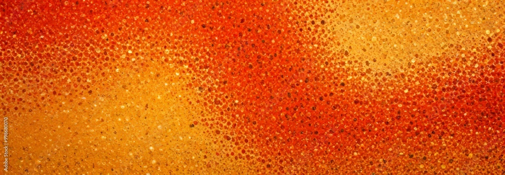Poster a close-up view textured surface with a gradient of warm colors, featuring a pattern of small dots o