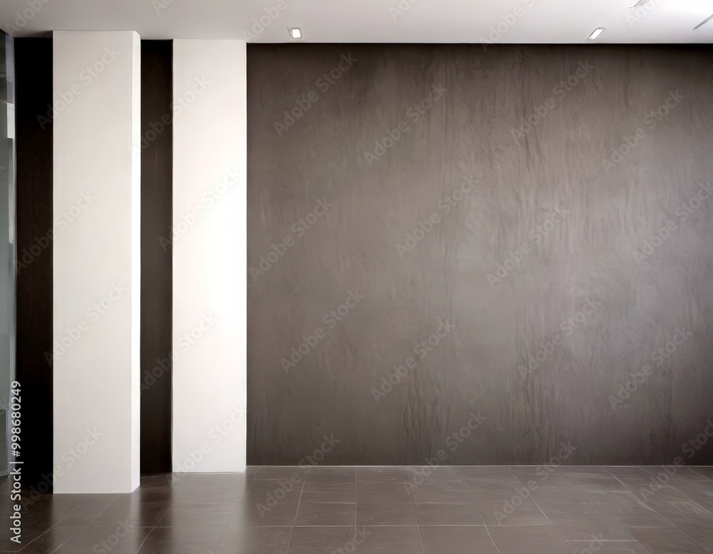 Aufkleber a modern interior design with a gray wall and white columns, creating a minimalist and clean aesthet
