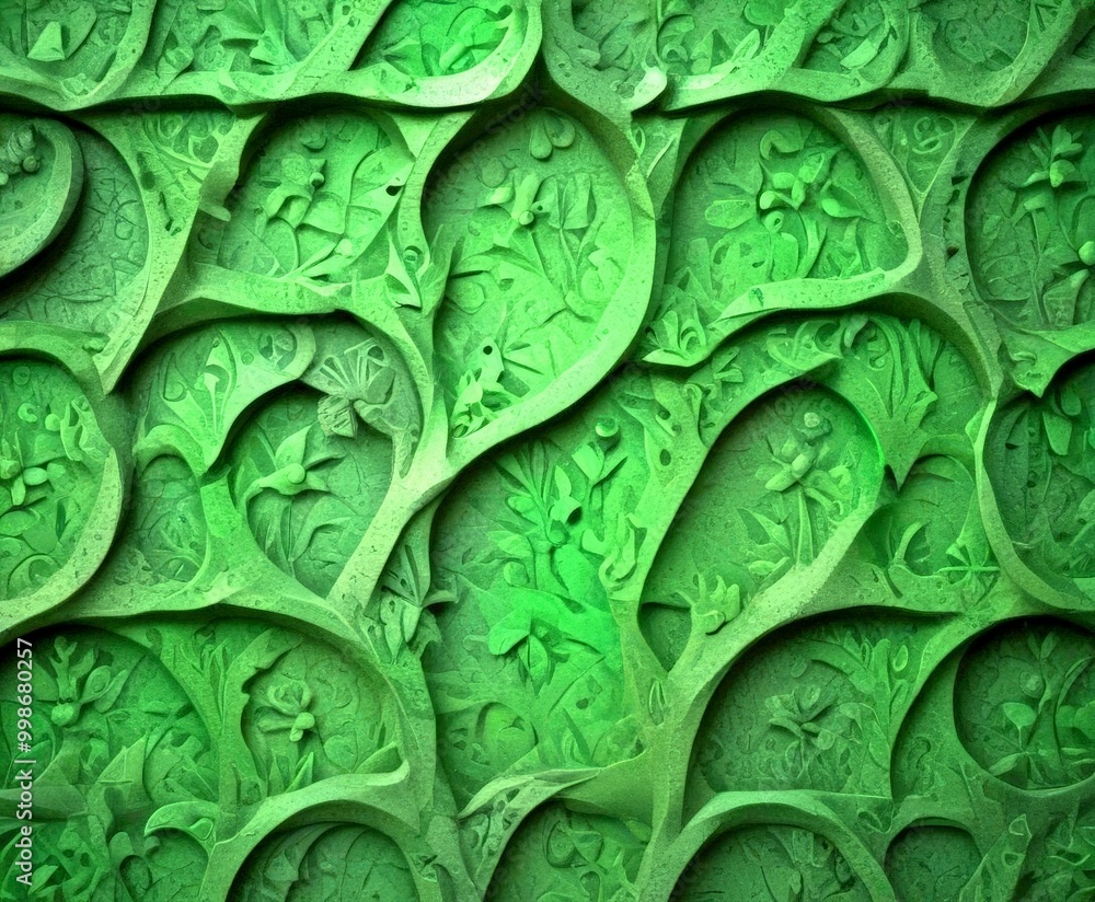 Aufkleber a close-up view textured, green surface with intricate patterns and designs