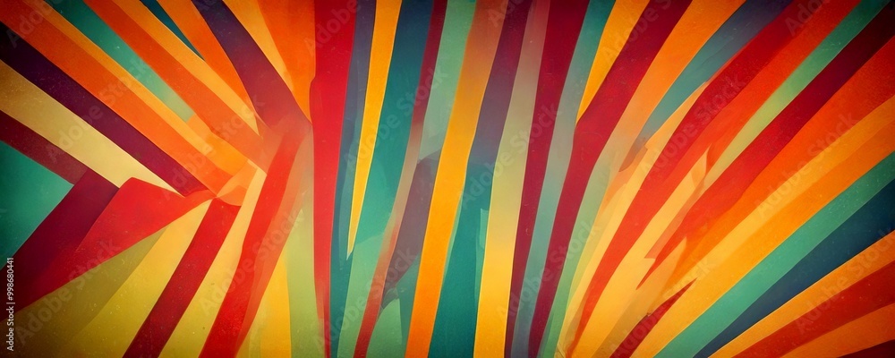 Poster a vibrant abstract background composed of intersecting diagonal lines in a variety of warm colors, i