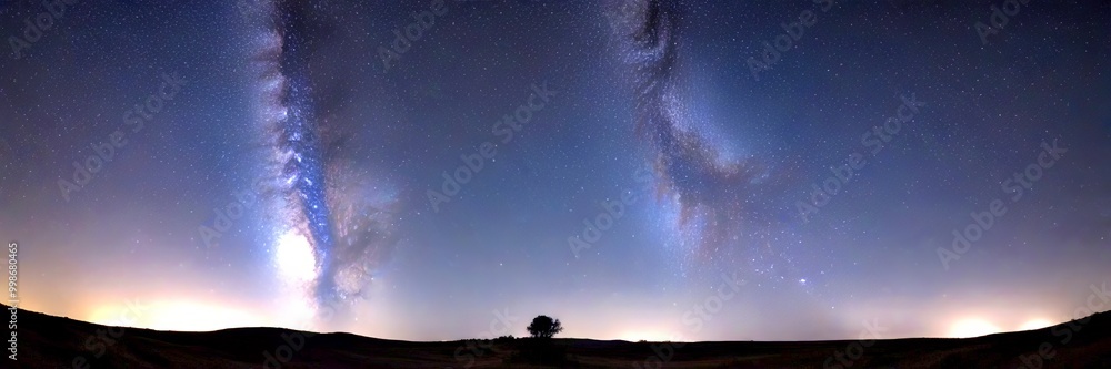 Poster the milky way galaxy and the orion nebula are visible in the night sky, with the milky way appearing