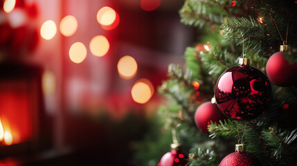 Obraz premium Christmas Tree with Decorations – Place for Text