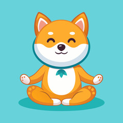 Download Cute Shiba Inu Dog Meditating Yoga Cartoon Vector Icon Illustration Eps File For Design.