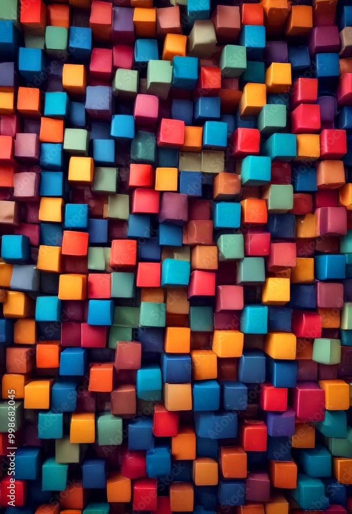 Leinwandbilder A vibrant array of multicolored cubes fills the frame, creating a visually striking and dynamic composition