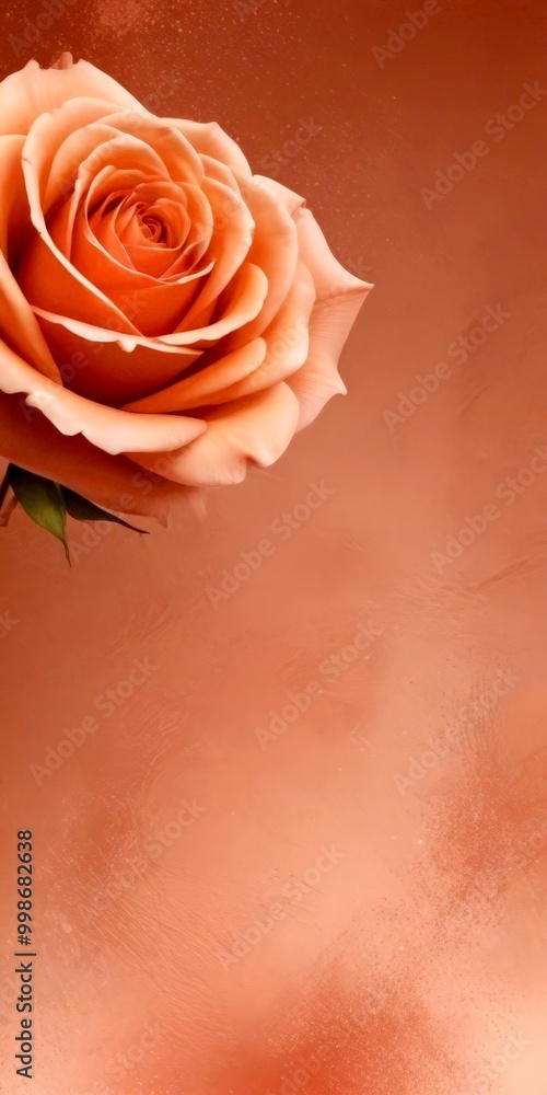 Aufkleber a single rose with a soft pink hue is centered against a textured pink background