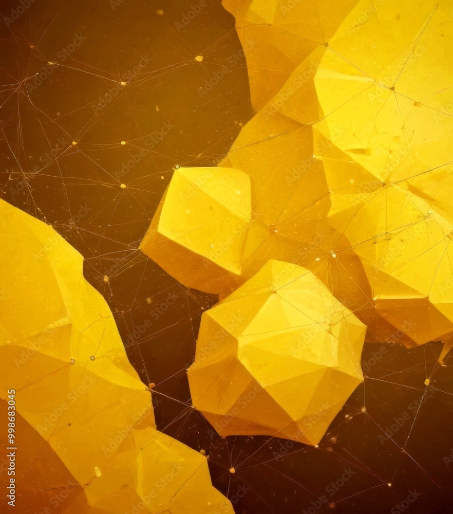 Aufkleber a collection of geometric shapes in a vibrant yellow color, with a dark brown background the shapes 