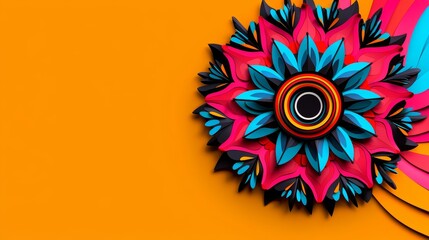 Vibrant floral-inspired design with bold colors on an orange background, perfect for creative projects.