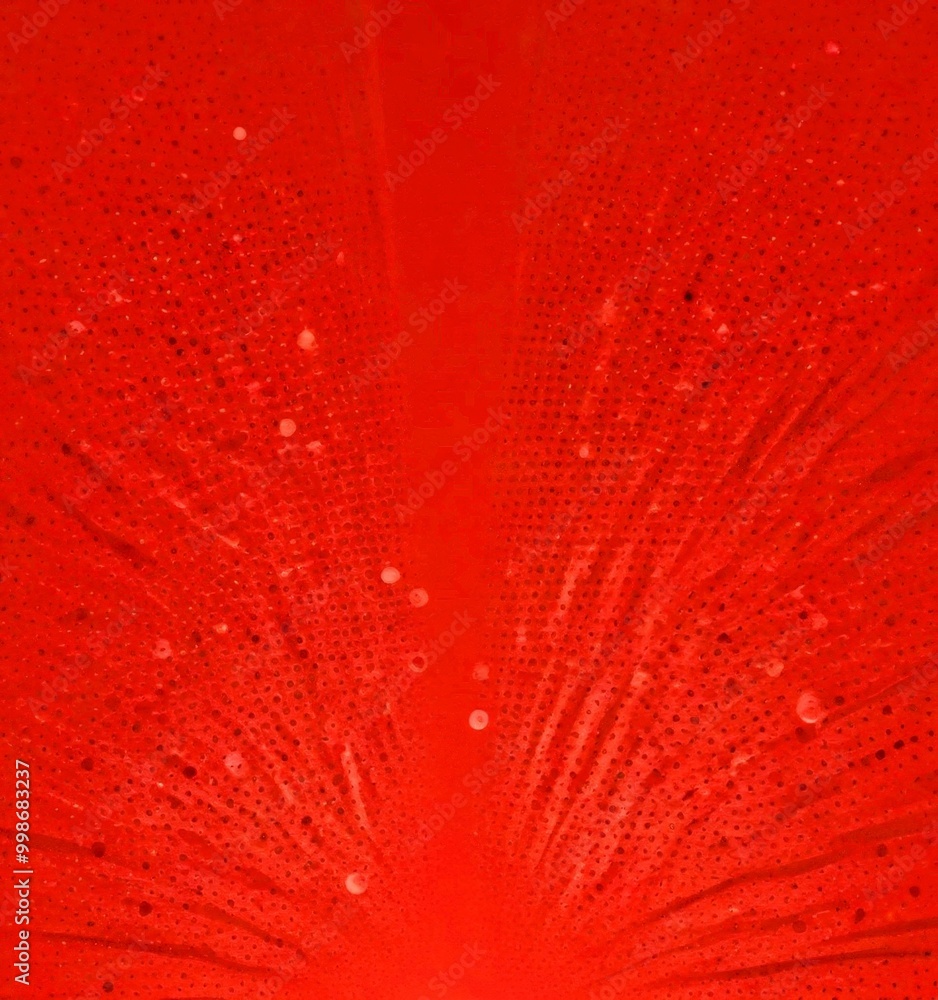 Poster a vibrant red abstract background with a radial pattern of small white dots, creating a dynamic and energetic visual effect