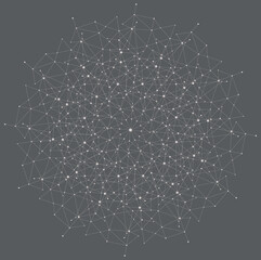 Connected dots on grey background network technology concept