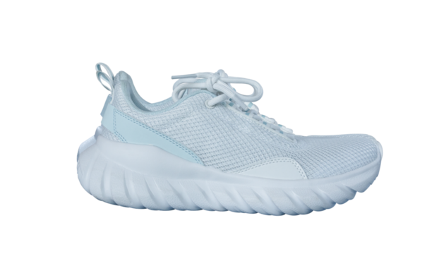 White sport running shoes or sneakers isolated on transparent background, PNG File