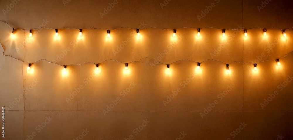 Leinwandbilder a string of lights with small bulbs is strung across a wall, creating a warm and cozy atmosphere