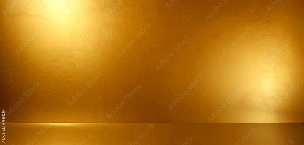 Poster a golden background with a reflective surface at the bottom, creating a warm and inviting atmosphere
