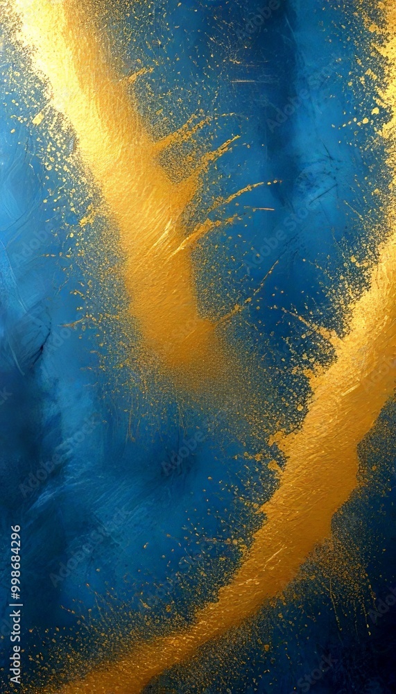 Aufkleber a close-up view textured surface with a striking contrast between blue and gold colors the blue back