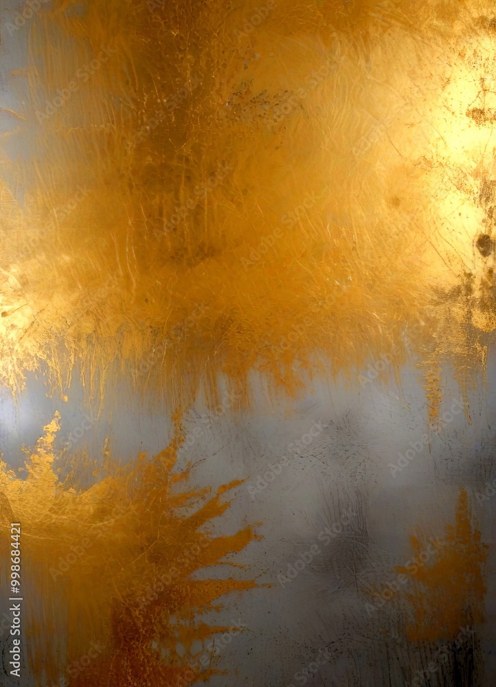 Poster a textured surface with a golden, metallic sheen, creating a sense of depth and movement