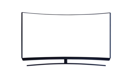 Curved flat screen TV with a minimalist design, offering a sleek and modern look. Ideal for enhancing home entertainment systems with its stylish appeal. Isolated on transparent background, png.