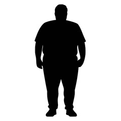 Overweight Man Side View Silhouette Vector Illustration Transparent Background