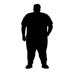 Overweight Man Side View Silhouette Vector Illustration Transparent Background