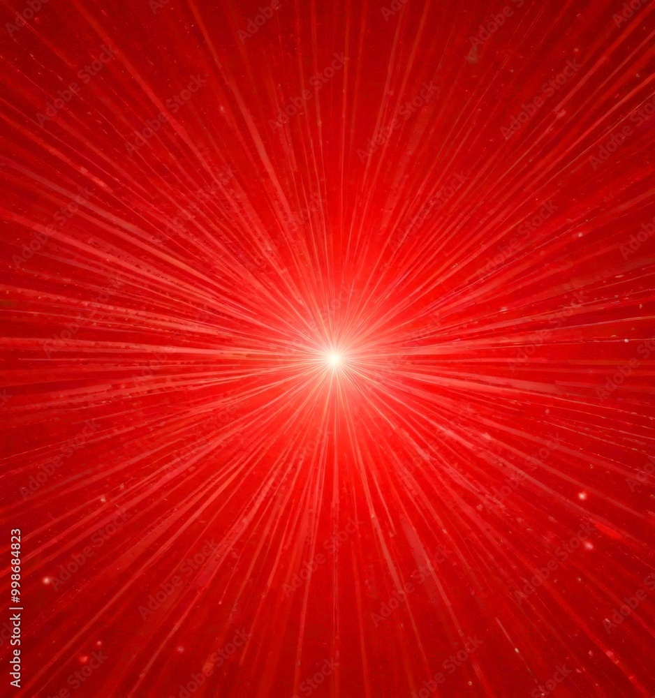 Aufkleber a vibrant red background with radiating lines and a bright, white light at the center, creating a st