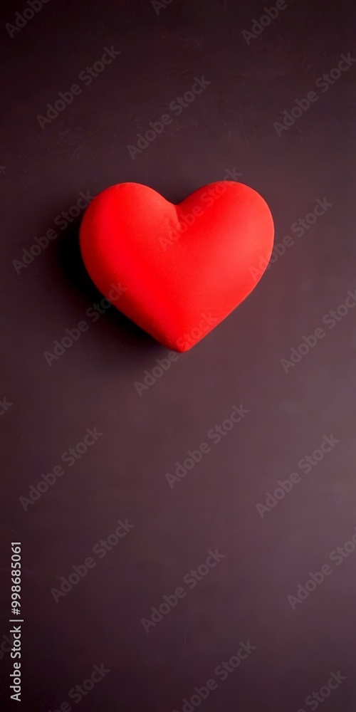 Poster a red heart-shaped object is centered against a dark background