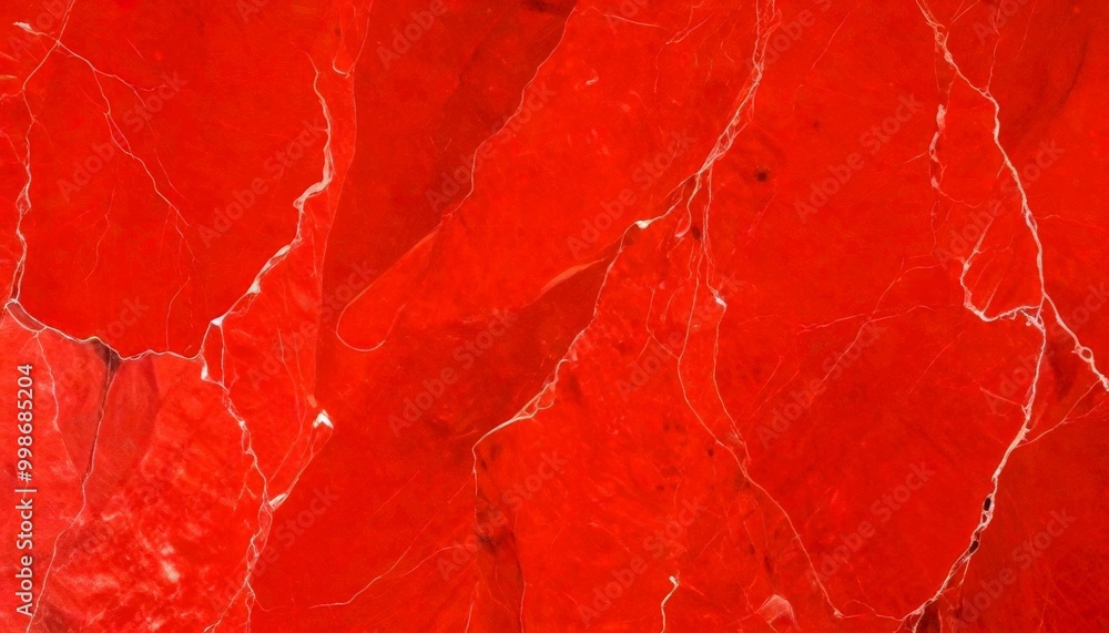 Poster a close-up view red marble surface with visible cracks and crevices, creating a textured and uneven pattern