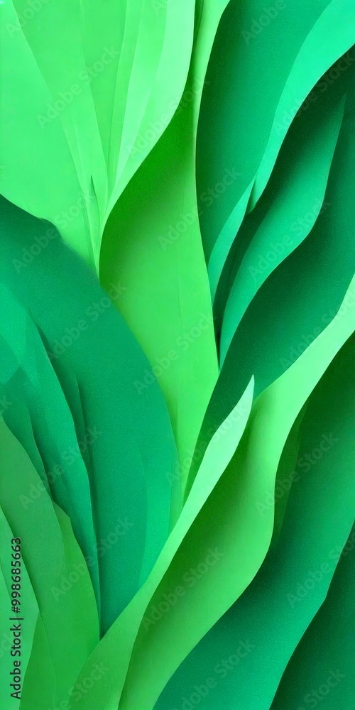 Aufkleber a close-up view paper sculpture with green and white layers, creating a textured and abstract pattern