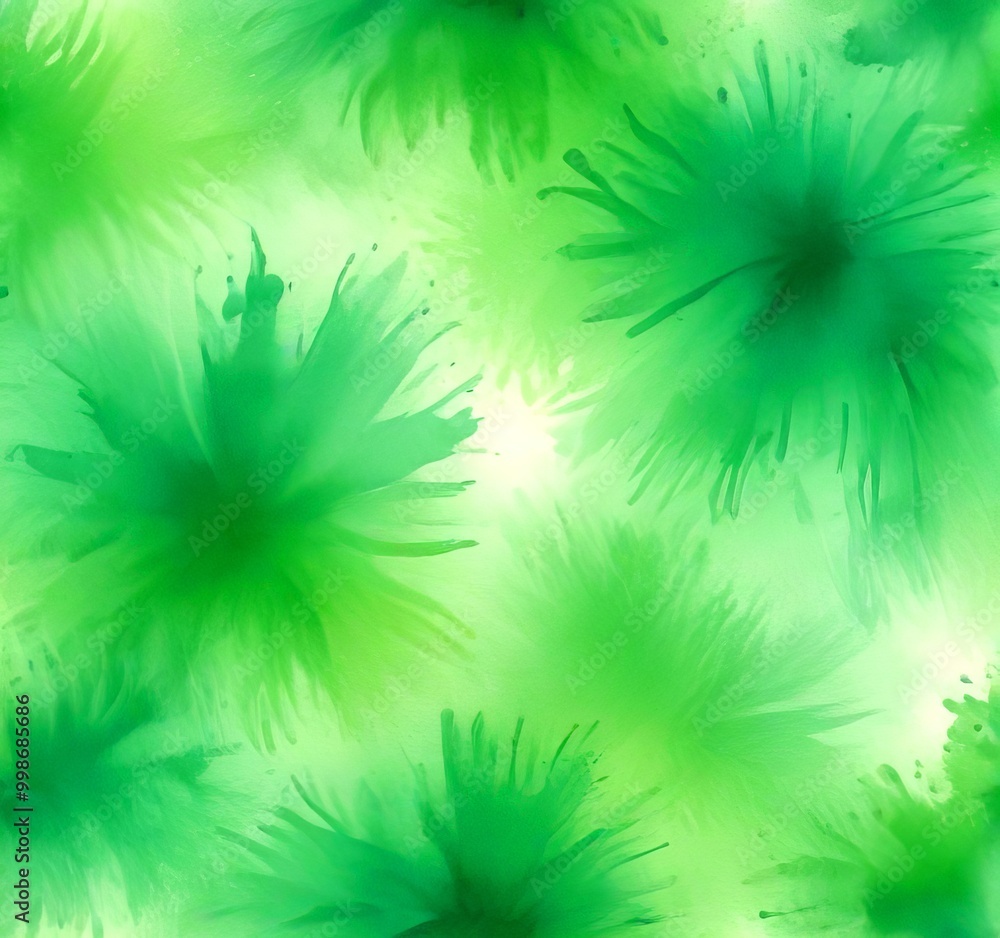 Poster a vibrant abstract pattern composed of green and white brushstrokes, creating a dynamic and lively v