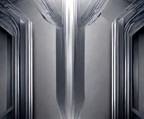 a symmetrical, abstract pattern of vertical lines and curves, creating a sense of depth and dimensionality