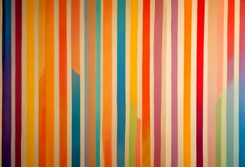 Obraz premium a vibrant abstract painting featuring vertical stripes in various colors, including red, orange, yellow, green, blue, and purple, creating a dynamic and visually