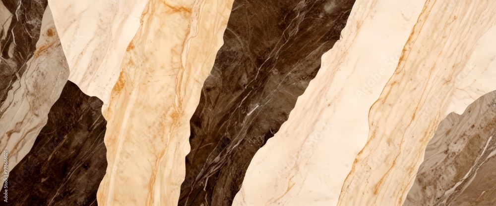 Aufkleber a close-up view marble surface with a striped pattern of light and dark gray marble