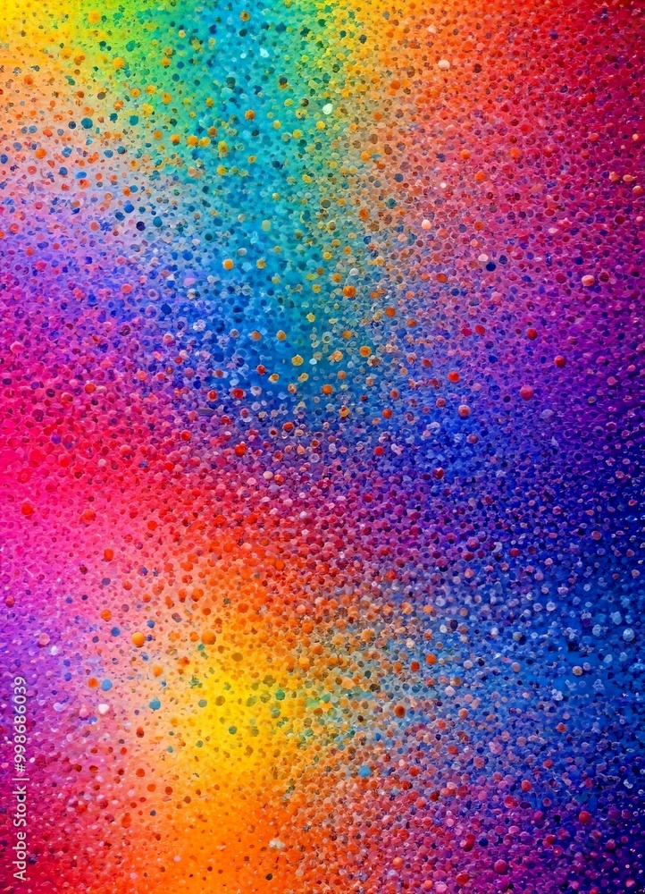 Poster a vibrant abstract painting featuring a multitude of small dots in various colors, creating a dynamic and textured surface