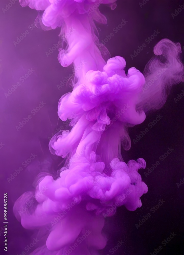 Poster Purple smoke swirls and dances against a dark background, creating an ethereal and captivating visual effect