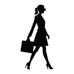 Trendy Shopping Girl Silhouette Vector Illustration Transparent Background