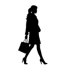 Shopping Girl with Bags Silhouette Vector Illustration Transparent Background