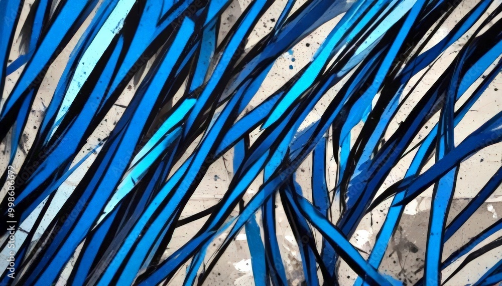 Aufkleber a close-up view textured surface with a pattern of intersecting blue and black lines, creating a sense of depth and movement