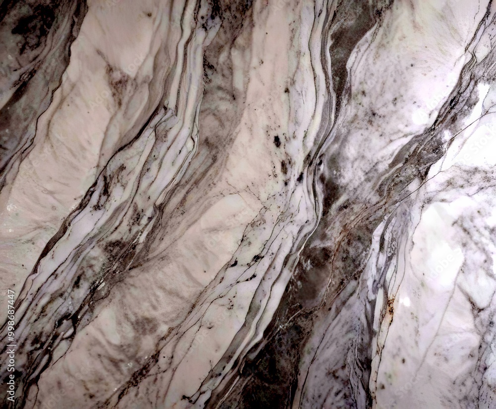 Poster a close-up view marble surface with a textured, swirling pattern of gray and white marble