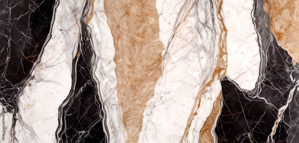 Poster a close-up view marble surface with a striking pattern of dark and light marble veins