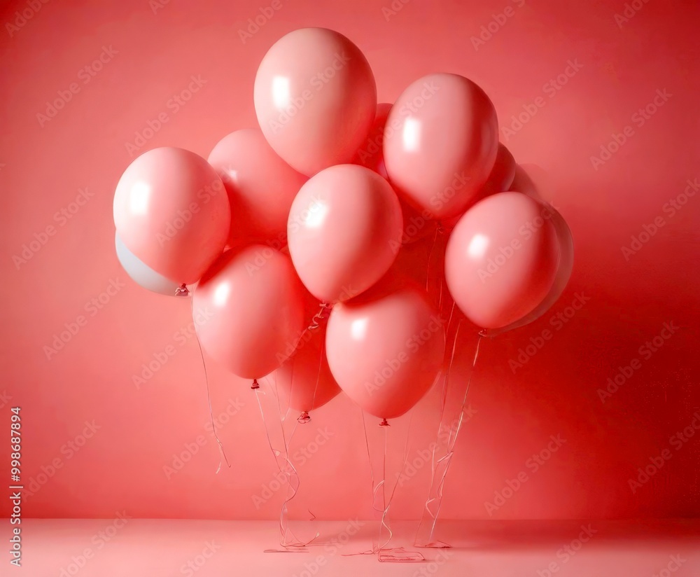 Poster a cluster of pink balloons floats against a pink background, creating a visually appealing and harmo