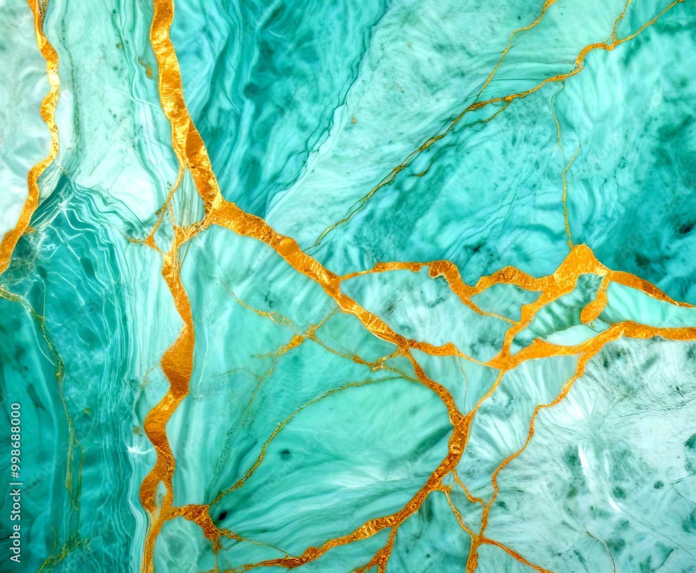 Poster a close-up view marble surface with a striking pattern of blue and gold hues the marble exhibits a t