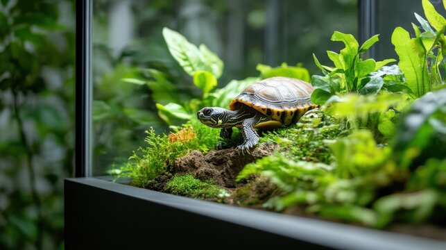 Tropical turtle terrarium: nature's vibrant oasis for home decor and nature enthusiasts