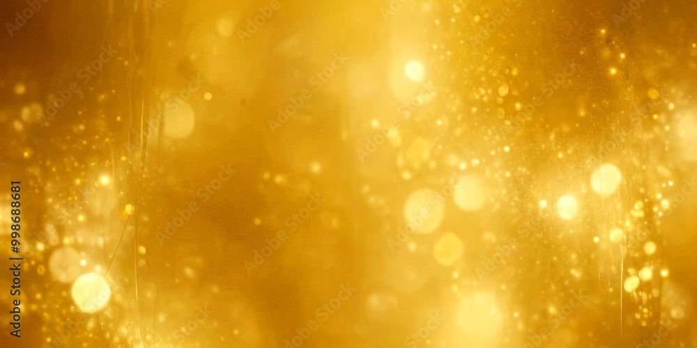 Poster a golden background with a bokeh effect, creating a shimmering and sparkling effect the golden hue i