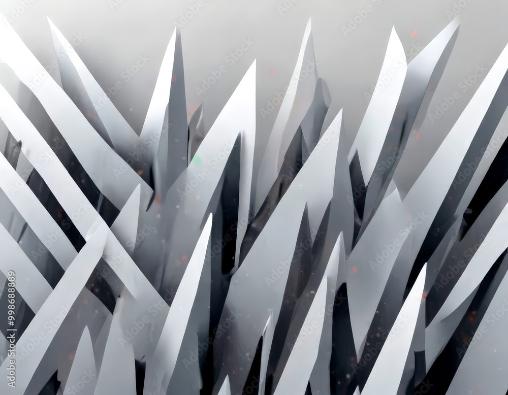 Aufkleber a close-up view collection of sharp, white, triangular objects arranged in a grid-like pattern, creating a visually striking and abstract composition