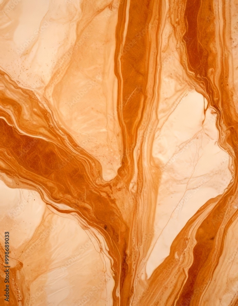 Poster a close-up view marble surface with a swirling pattern of light and dark brown hues, creating a sense of movement and depth