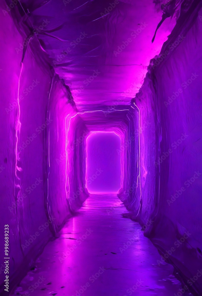 Aufkleber A long, dimly lit corridor with a single light source at the end, creating a sense of depth and mystery