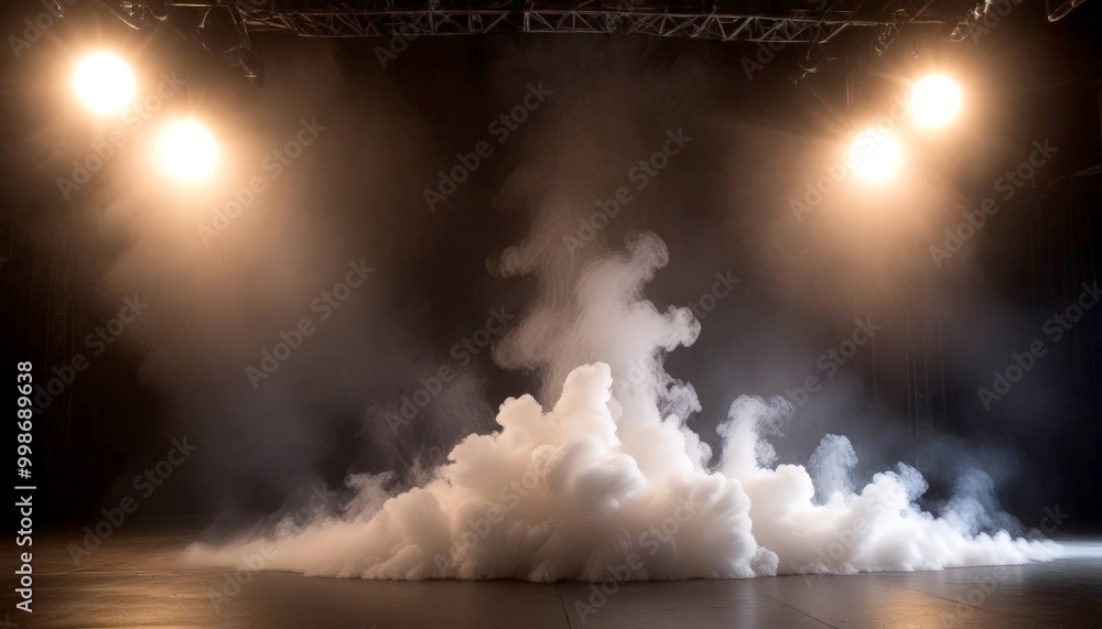 Aufkleber a dramatic scene unfolds on a stage, with two spotlights casting an ethereal glow on a large cloud o