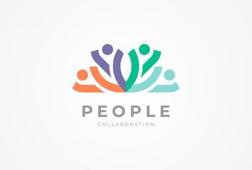 People logo design, Community human Logo with full color style, people logo design template, vector illustration