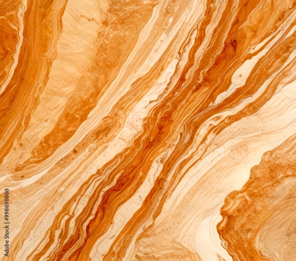 Aufkleber a close-up view marble surface with a swirling pattern of light and dark brown hues, creating a sens