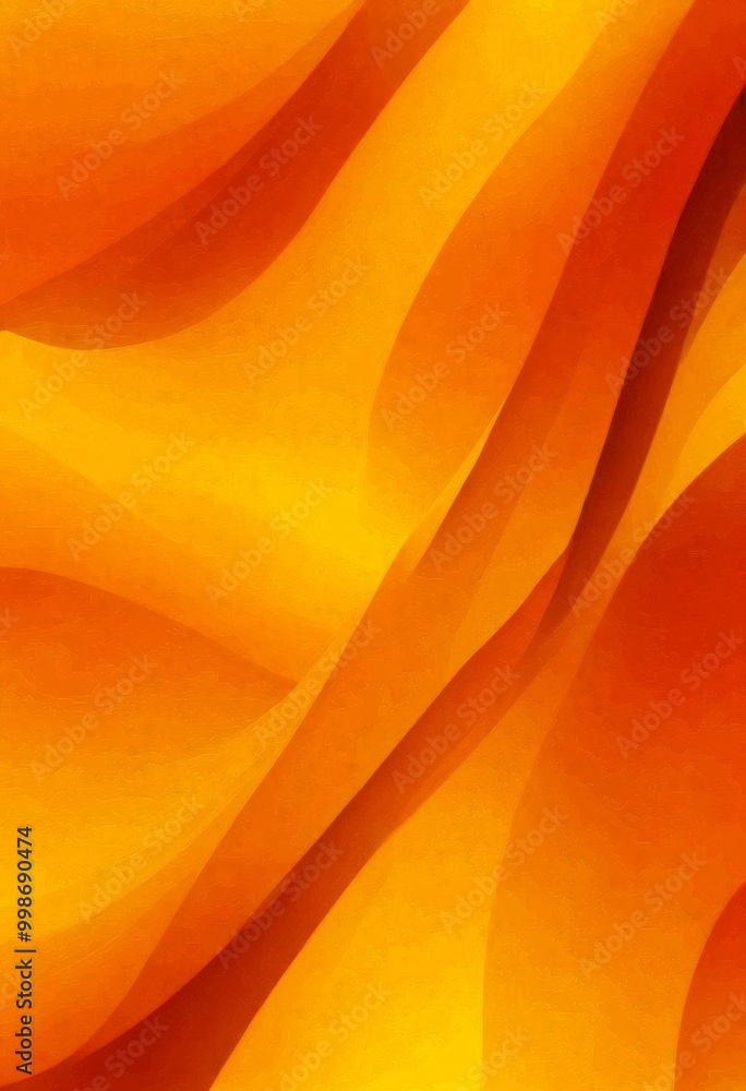 Poster a vibrant abstract composition of overlapping curved lines in warm hues of orange and yellow, creati