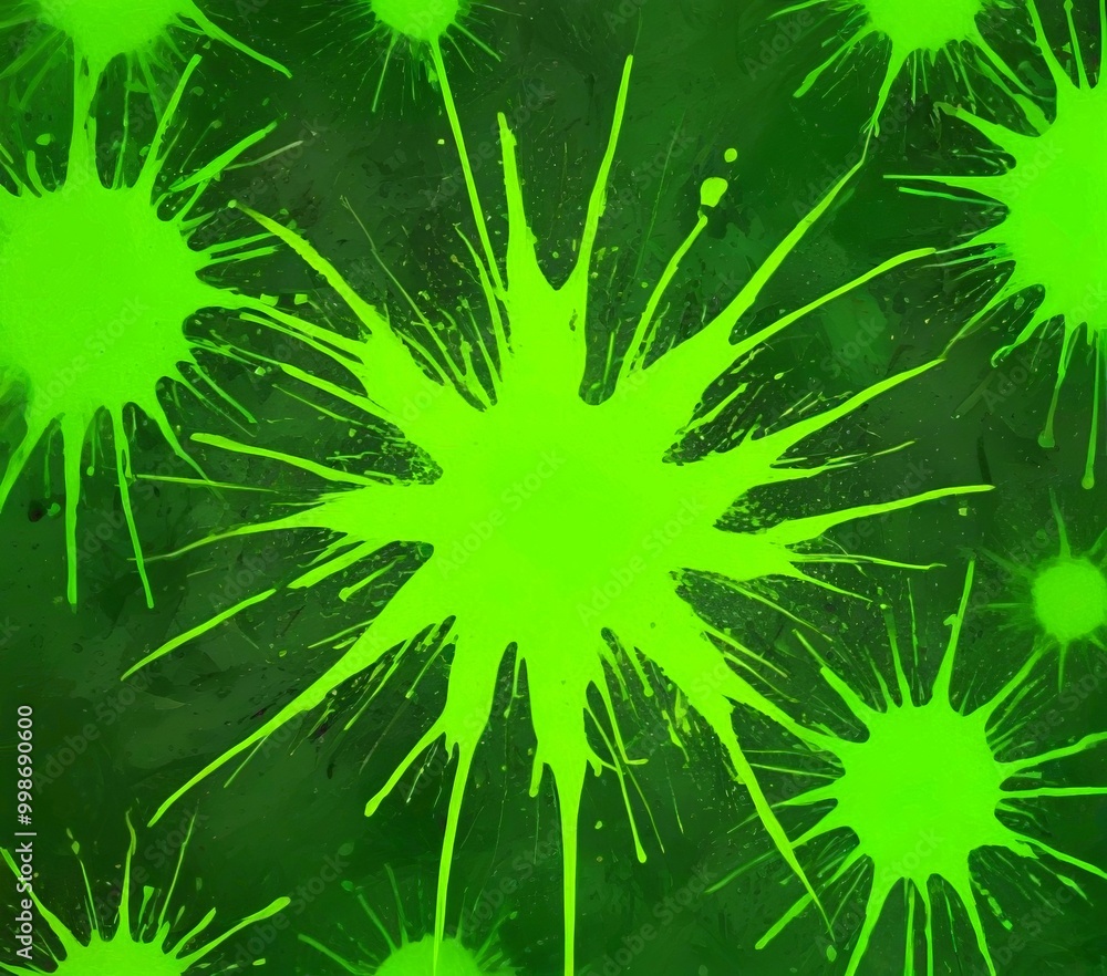 Leinwandbilder a dark green background with a central, bright green blob resembling a starburst surrounding this ce
