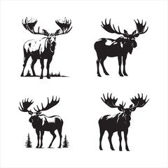 deer silhouette vector illustration, 